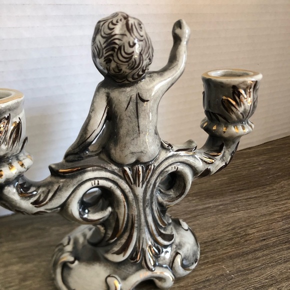 Hand Painted Pereiras Valado Cherub Candle Holder - Picture 7 of 12